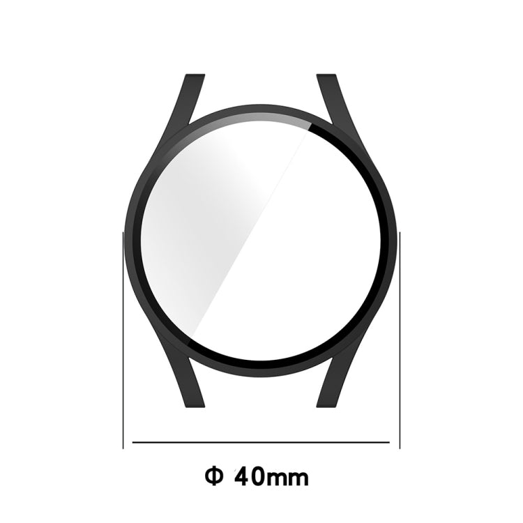 For Samsung Galaxy Watch FE 40mm PC + Tempered Glass Film Integrated Watch Protective Case(Black)