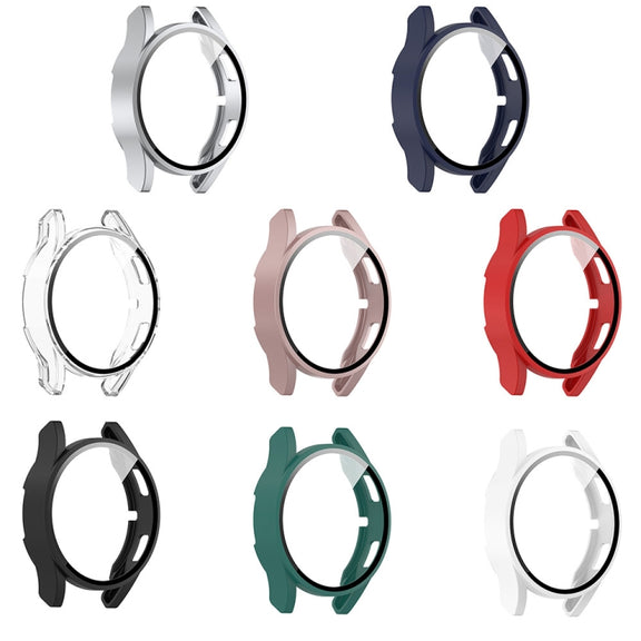 For Samsung Galaxy Watch FE 40mm PC + Tempered Glass Film Integrated Watch Protective Case(Black)