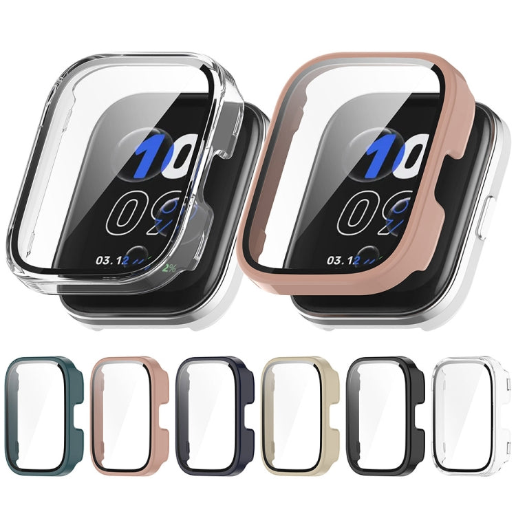 For Amazfit bip5 Unity PC + Tempered Glass Film Integrated Watch Protective Case(Transparent White)
