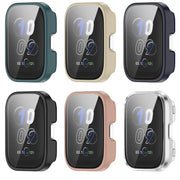 For Amazfit bip5 Unity PC + Tempered Glass Film Integrated Watch Protective Case(Pine Needle Green)