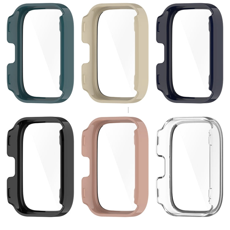 For Amazfit bip5 Unity PC + Tempered Glass Film Integrated Watch Protective Case(Pine Needle Green)