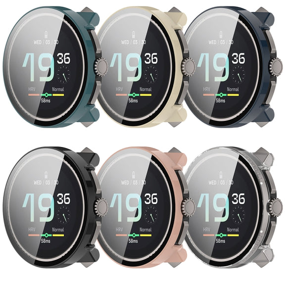 For Suunto Race PC + Tempered Glass Film Integrated Watch Protective Case(Black)