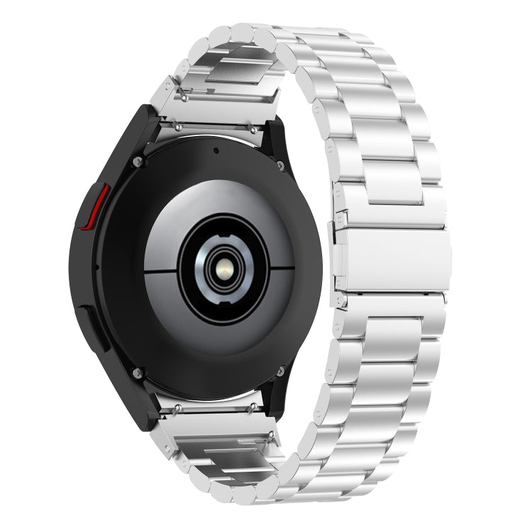 For Samsung Galaxy Watch 7 40 / 44mm Three Bead Stainless Steel Metal Watch Strap(Silver)