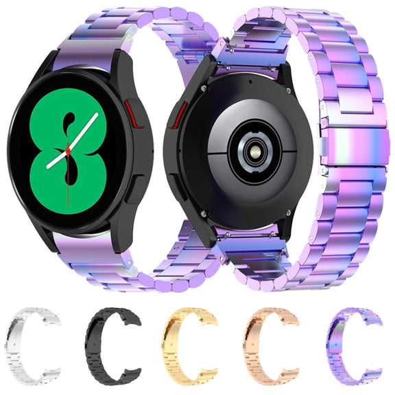 For Samsung Galaxy Watch 7 40 / 44mm Three Bead Stainless Steel Metal Watch Strap(Silver)