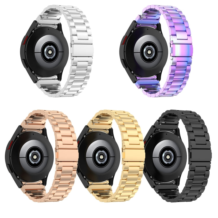 For Samsung Galaxy Watch 7 40 / 44mm Three Bead Stainless Steel Metal Watch Strap(Silver)