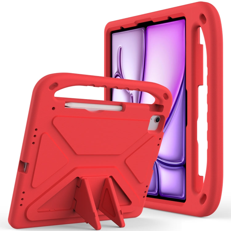 For iPad Air 13 2025 / 2024 Handle EVA Shockproof Tablet Case with Holder(Red)