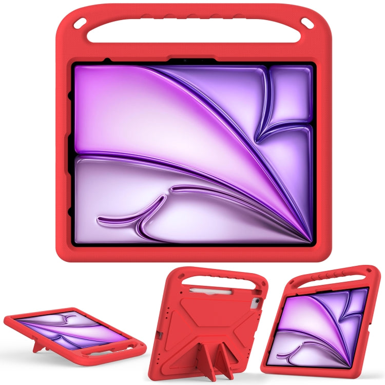 For iPad Air 13 2025 / 2024 Handle EVA Shockproof Tablet Case with Holder(Red)
