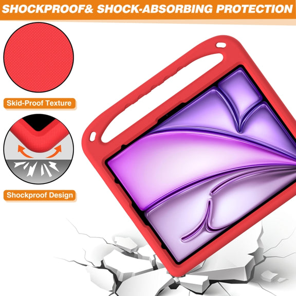 For iPad Air 13 2025 / 2024 Handle EVA Shockproof Tablet Case with Holder(Red)