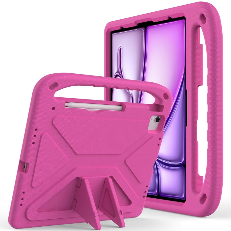 For iPad Air 13 2025 / 2024 Handle EVA Shockproof Tablet Case with Holder(RoseRed)