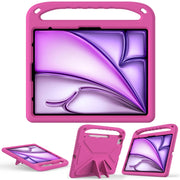 For iPad Air 13 2025 / 2024 Handle EVA Shockproof Tablet Case with Holder(RoseRed)