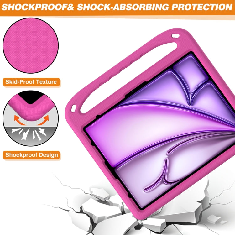 For iPad Air 13 2025 / 2024 Handle EVA Shockproof Tablet Case with Holder(RoseRed)