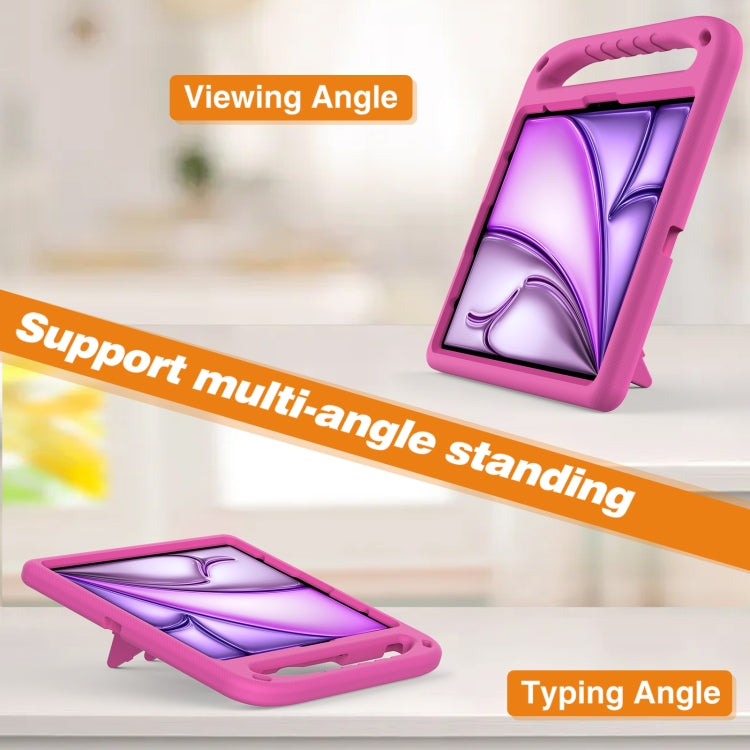 For iPad Air 13 2025 / 2024 Handle EVA Shockproof Tablet Case with Holder(RoseRed)