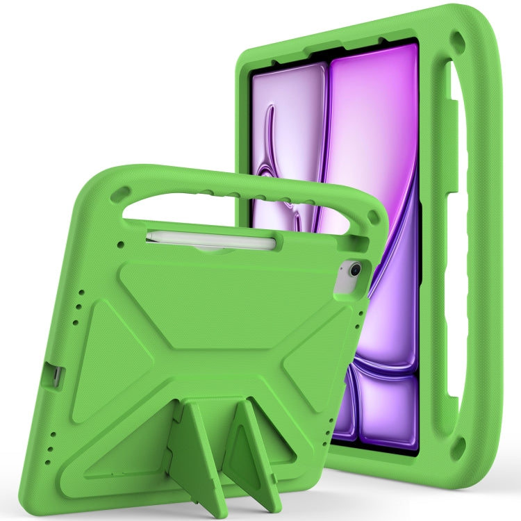 For iPad Air 13 2025 / 2024 Handle EVA Shockproof Tablet Case with Holder(Green)