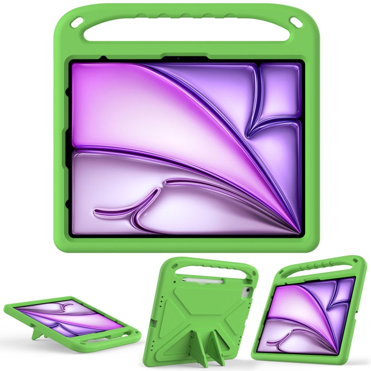 For iPad Air 13 2025 / 2024 Handle EVA Shockproof Tablet Case with Holder(Green)