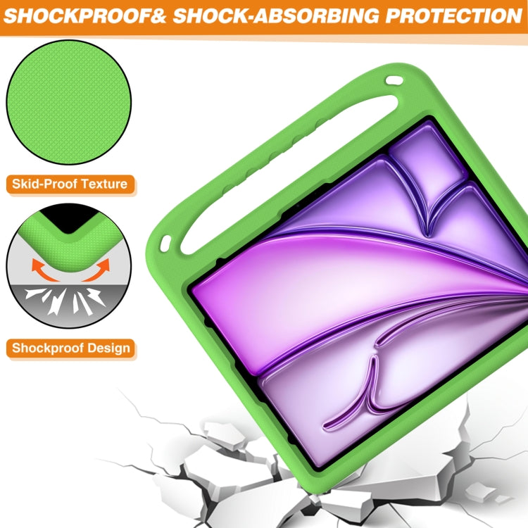 For iPad Air 13 2025 / 2024 Handle EVA Shockproof Tablet Case with Holder(Green)