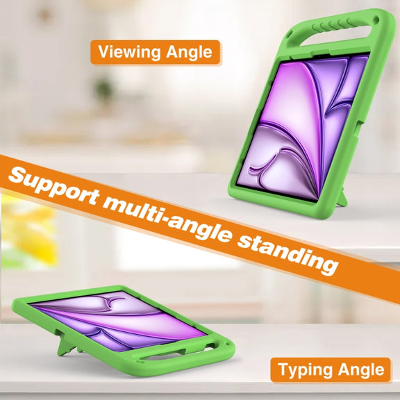 For iPad Air 13 2025 / 2024 Handle EVA Shockproof Tablet Case with Holder(Green)