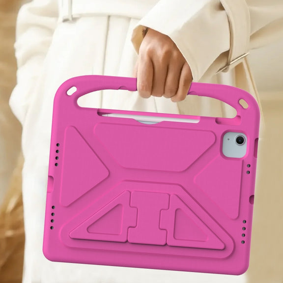 For iPad Air 11 / Pro 11 2024 Handle EVA Shockproof Tablet Case with Holder(RoseRed)