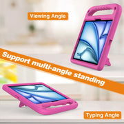 For iPad Air 11 / Pro 11 2024 Handle EVA Shockproof Tablet Case with Holder(RoseRed)