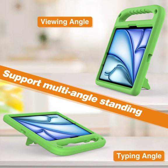 For iPad Air 11 2025 / 2024 / Pro 11 2024 Handle EVA Shockproof Tablet Case with Holder(Green)