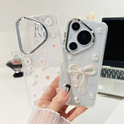 For Huawei Pura 70 3D Bow Pearl Love Flower TPU Phone Case(Pearl Bow)