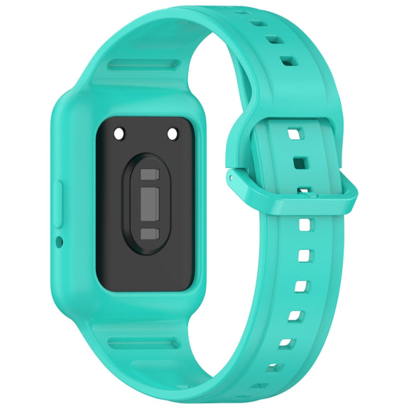 For Samsung Galaxy Fit3 Two Color Frame Integrated Silicone Watch Band(Cyan)