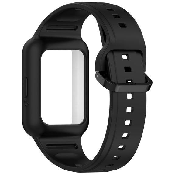 For Samsung Galaxy Fit3 Two Color Frame Integrated Silicone Watch Band(Black)