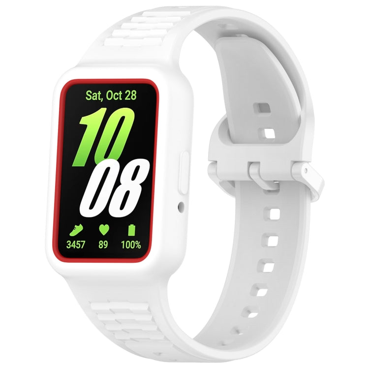 For Samsung Galaxy Fit3 Two Color Frame Integrated Silicone Watch Band(White)