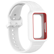For Samsung Galaxy Fit3 Two Color Frame Integrated Silicone Watch Band(White)