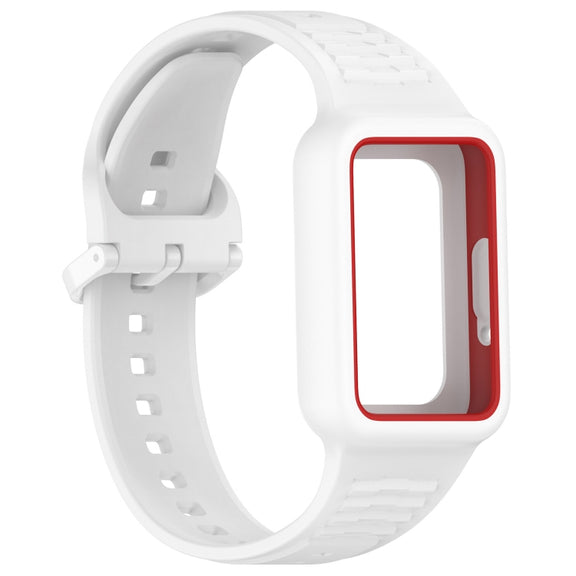 For Samsung Galaxy Fit3 Two Color Frame Integrated Silicone Watch Band(White)