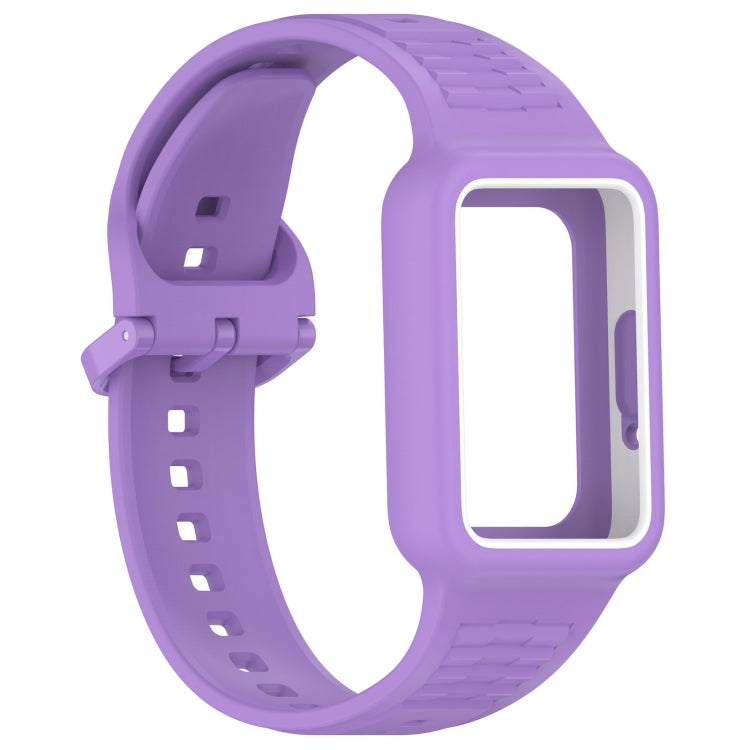 For Samsung Galaxy Fit3 Two Color Frame Integrated Silicone Watch Band(Purple)