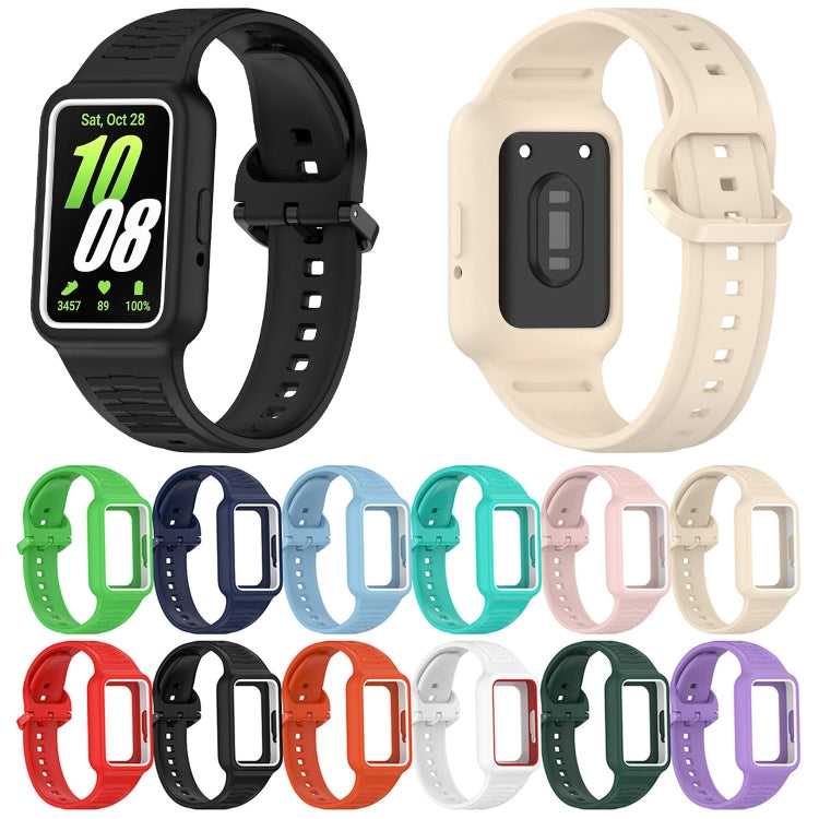 For Samsung Galaxy Fit3 Two Color Frame Integrated Silicone Watch Band(Cyan)