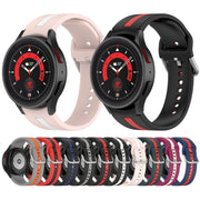 For Samsung Galaxy Watch FE 40mm Two Color Stripe Silicone Watch Band(Pink white)