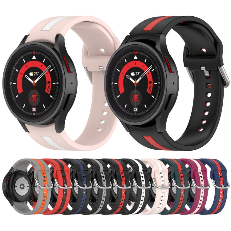 For Samsung Galaxy Watch 7 40 / 44mm Two Color Stripe Silicone Watch Band(Blue Red)