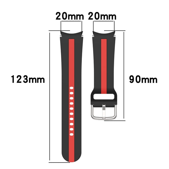 For Samsung Galaxy Watch FE 40mm Two Color Stripe Silicone Watch Band(Gray Orange)