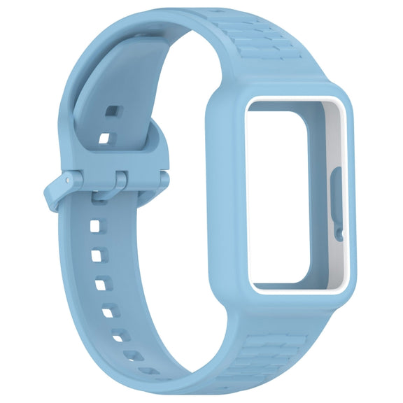 For  Huawei Band 9 NFC Two Color Frame Integrated Silicone Watch Band(Sky Blue)