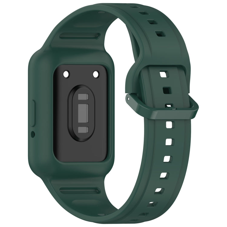 For  Huawei Band 9 NFC Two Color Frame Integrated Silicone Watch Band(Dark Green)