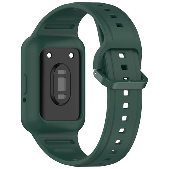 For  Huawei Band 9 NFC Two Color Frame Integrated Silicone Watch Band(Dark Green)