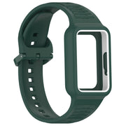 For  Huawei Band 9 NFC Two Color Frame Integrated Silicone Watch Band(Dark Green)