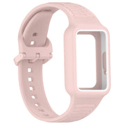 For  Huawei Band 8 NFC Two Color Frame Integrated Silicone Watch Band(Light Pink)