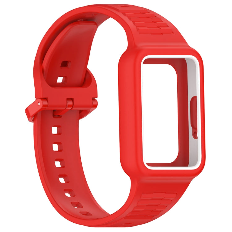 For  Huawei Band 8 NFC Two Color Frame Integrated Silicone Watch Band(Red)