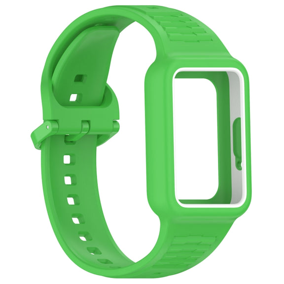 For  Huawei Band 8 Two Color Frame Integrated Silicone Watch Band(Fluorescent Green)