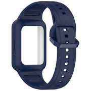 For  Huawei Band 8 Two Color Frame Integrated Silicone Watch Band(Midnight Blue)