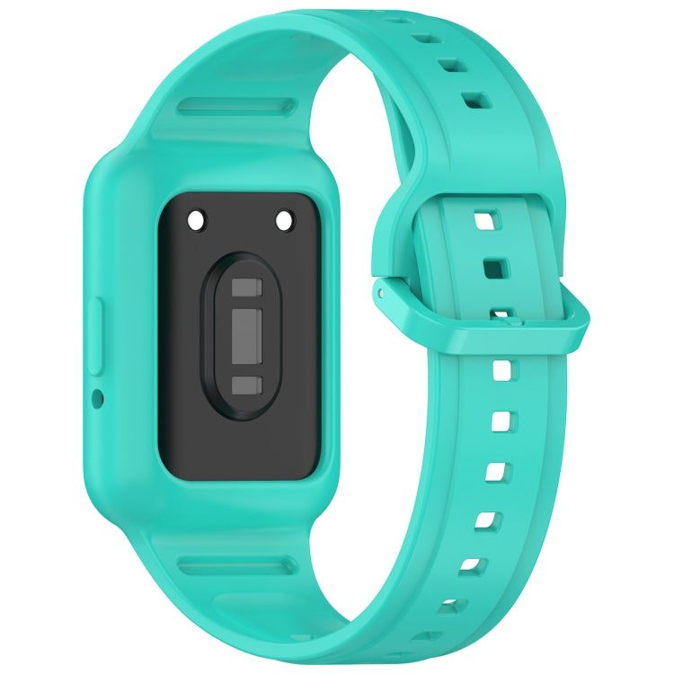For  Huawei Band 8 Two Color Frame Integrated Silicone Watch Band(Cyan)