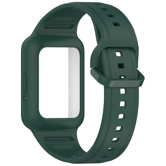 For  Huawei Band 8 Two Color Frame Integrated Silicone Watch Band(Dark Green)