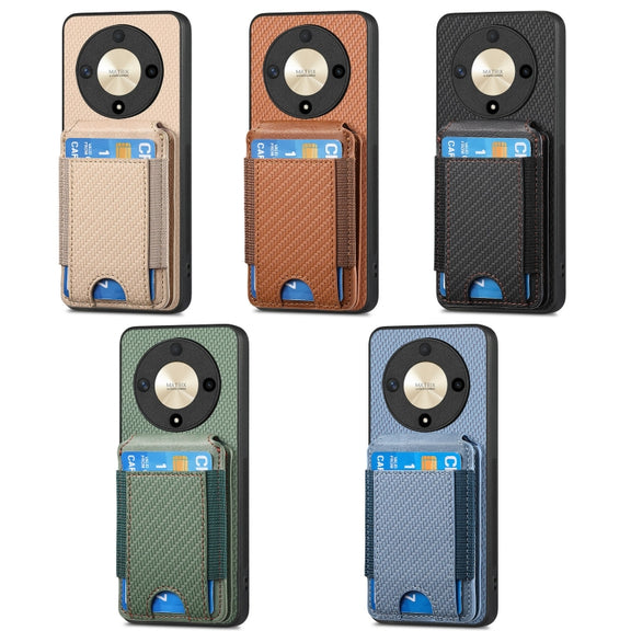 For Honor Magic6 Pro Carbon Fiber Vertical Flip Wallet Stand Phone Case(Green)