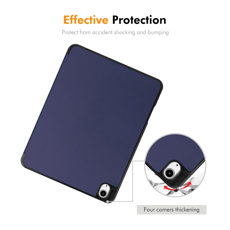 For iPad Air 13 2024 ENKAY Tri-fold Custer Texture TPU Leather Smart Tablet Case with Pen Slot(Black)