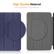 For iPad Pro 13 2024 ENKAY Tri-fold Custer Texture TPU Leather Smart Tablet Case with Pen Slot(Dark Blue)