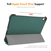 For iPad Air 13 2025 / 2024 ENKAY Tri-fold Custer Texture Plastic Leather Smart Tablet Case(Dark Green)