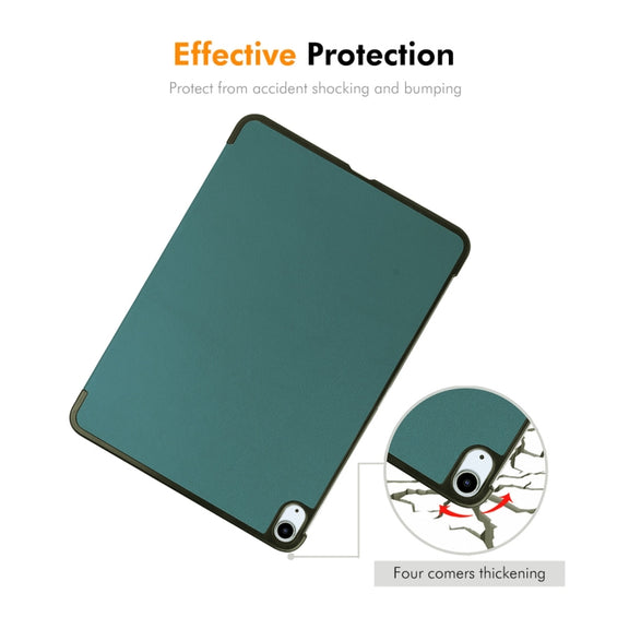 For iPad Air 13 2025 / 2024 ENKAY Tri-fold Custer Texture Plastic Leather Smart Tablet Case(Grey)