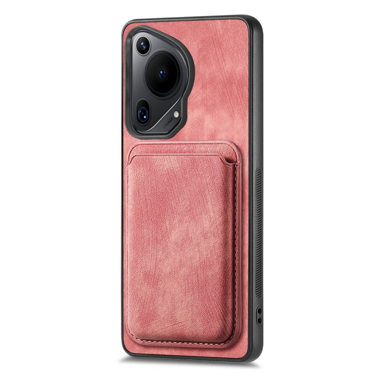 For Huawei Pura 70 Retro Leather Card Bag Magnetic Phone Case(Pink)